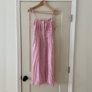 Pink striped linen dress